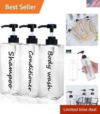 Travel-Friendly Shampoo Dispenser Set of 3 - Durable 21oz BPA-Free Bottles