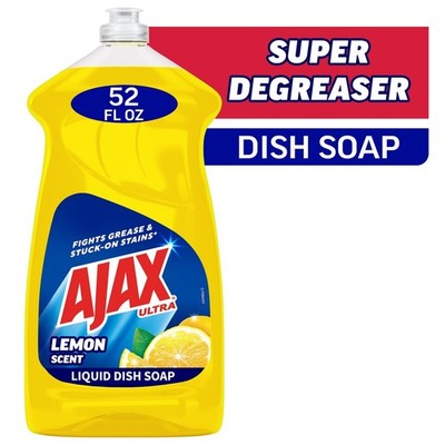Ultra Liquid Dish Soap Lemon Scent Super Degreaser Mess-Free Easy-Flip Cap 52 fl