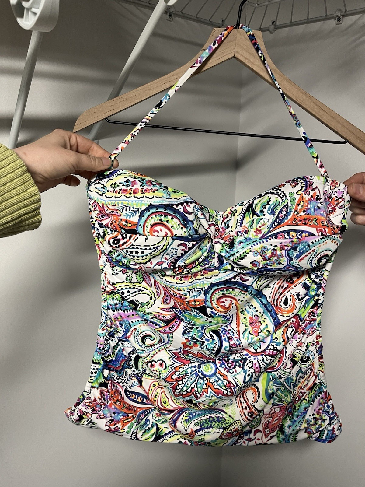 Lauren Ralph Lauren Multicolor Paisley Halter Tankini Swim Top Size 12