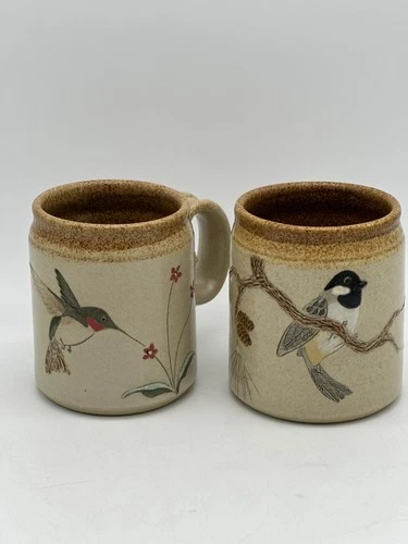 Vintage Signed Art Pottery Bird Mugs - Set Of 2