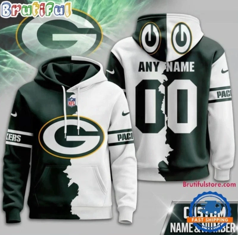Custom Green Bay Packer 2025 Nfl Victory Split 3D Hoodie Unisex Full Size