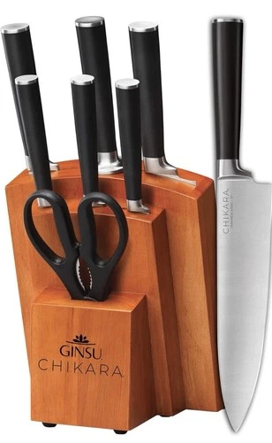 Ginsu Gourmet Chikara Series Japanese Steel 8 Piece Knife Block Set