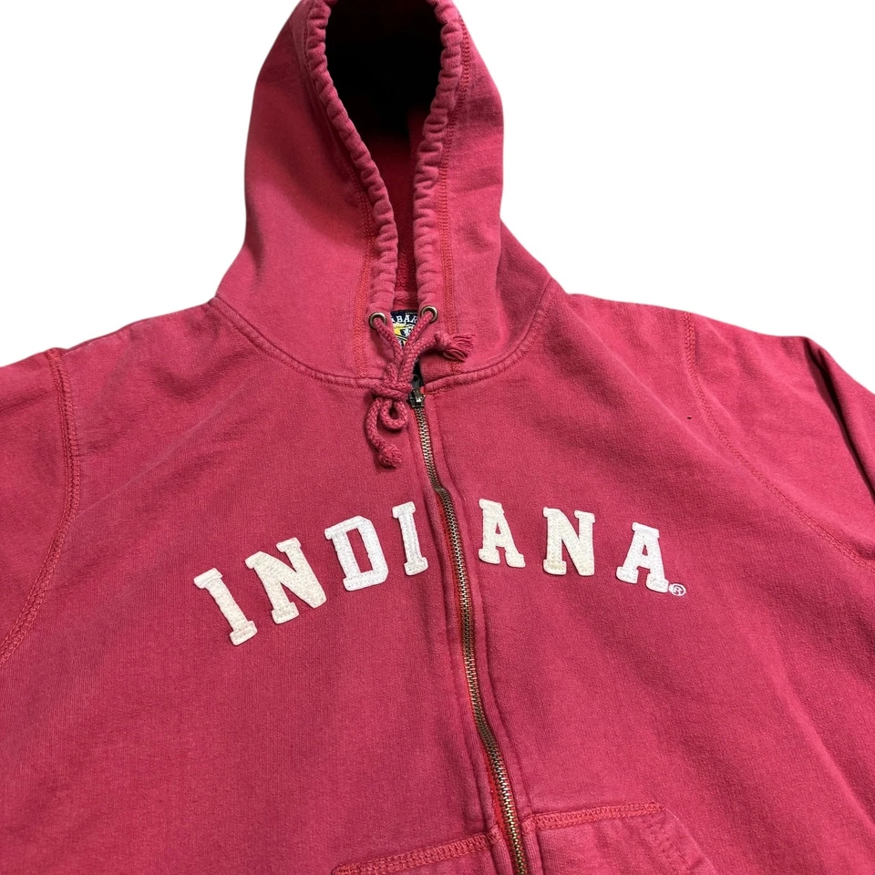 Винтажная женская толстовка с капюшоном Steve & Barry's Indiana University размер XL на красной молнии - Изображение 2 из 4