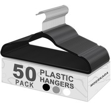 MOERKADA Big Clothes Hangers 50pack Non-Velvet Thin Plastic Hangers for Clothes