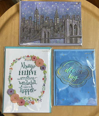 Papyrus Cards Lot Of 3  Dream Big  NY Skyline  Always Believe   NEW w Envelopes