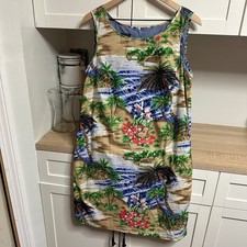 Talbots Hawaiian Tropical Island Shift Dress Womens 10 Beach Cotton Lined NWT