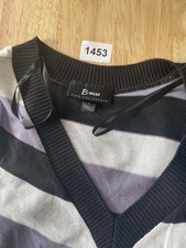B*Wear Sweater Dress Womens Small Multicolor Stripe Short Sleeve V Neck Knit