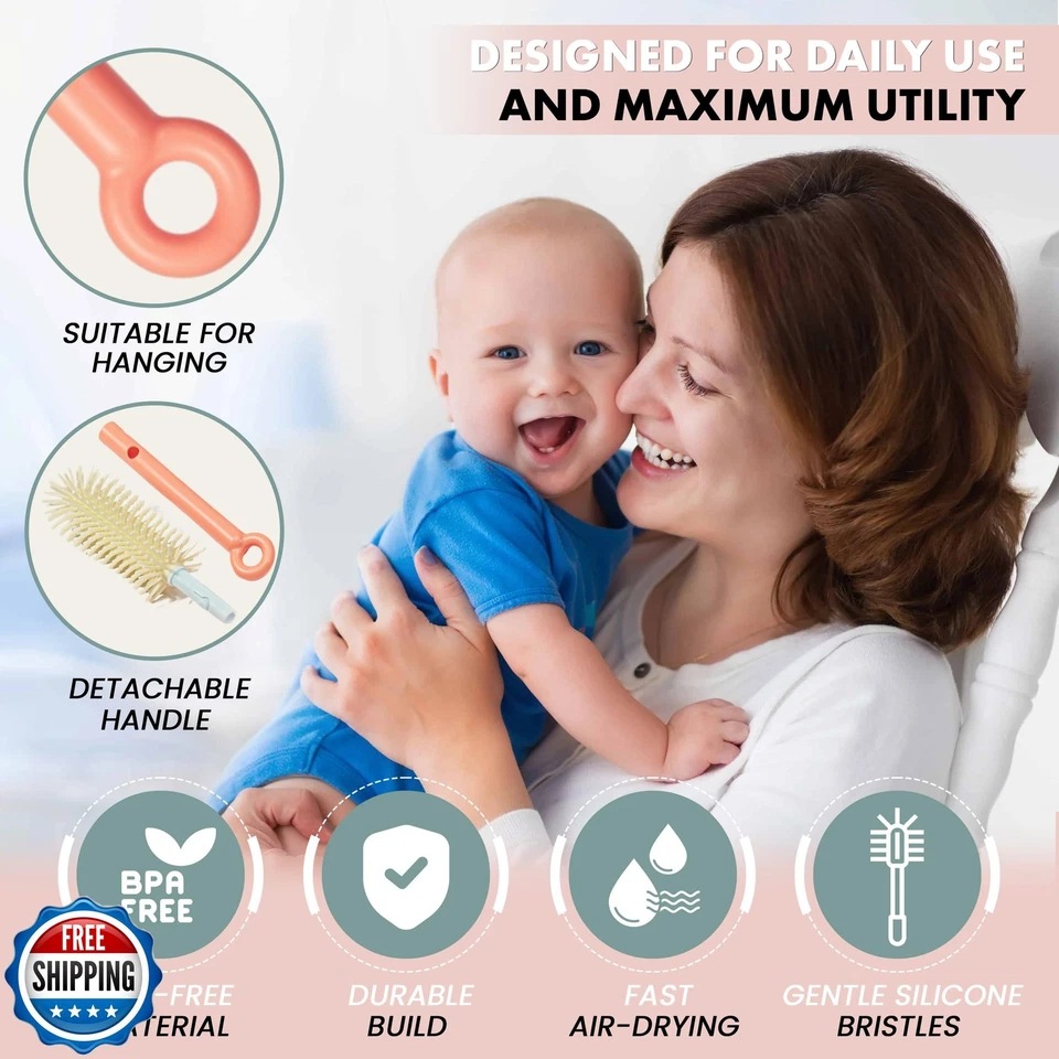 10-in-1 Baby Bottle Cleaner Brush Set – Travel-Friendly Kit with Silicone Bot - Image 4 of 4