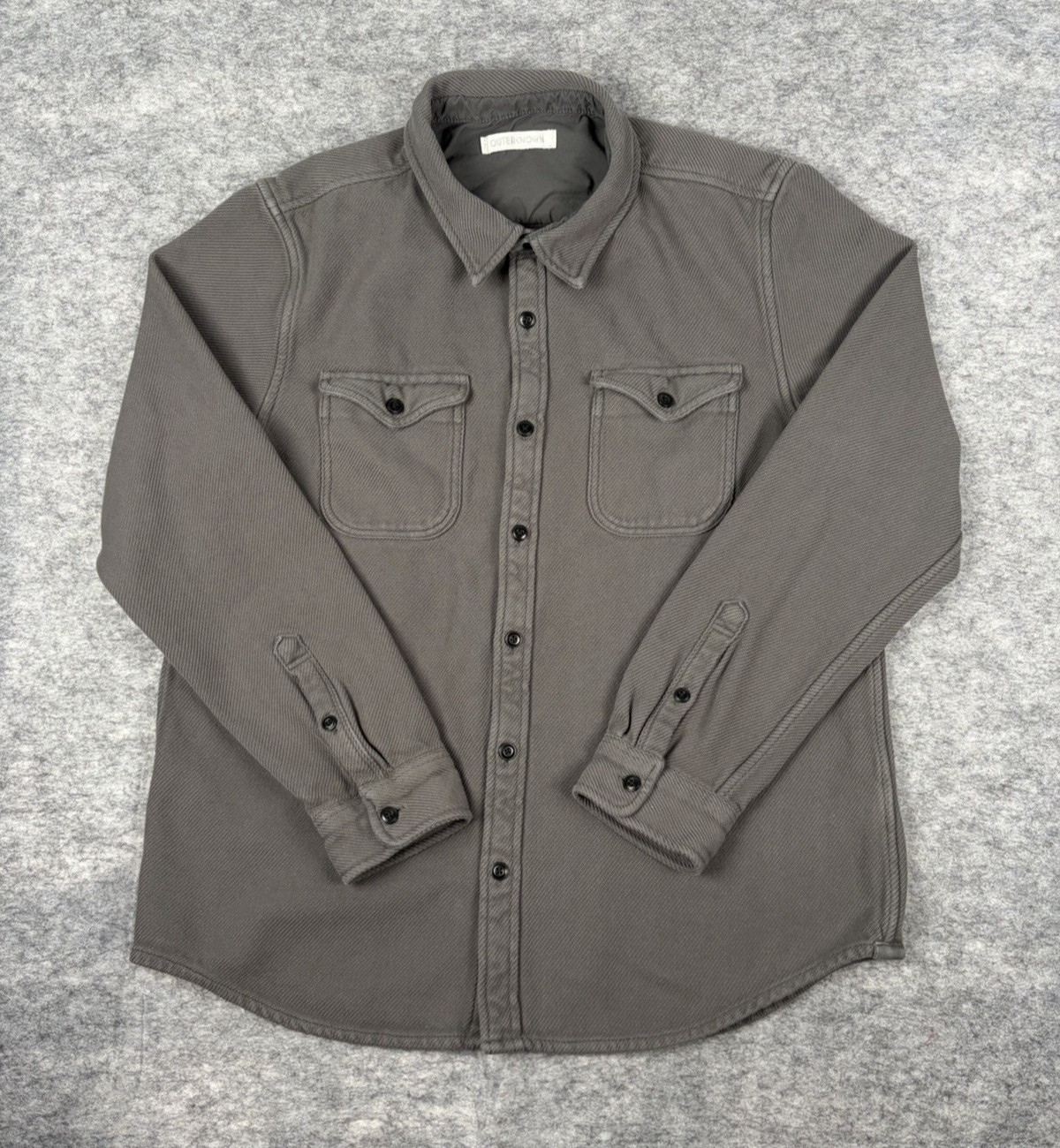 OUTERKNOWN Mens L Flannel Solid Gray Blanket Shir… - image 1