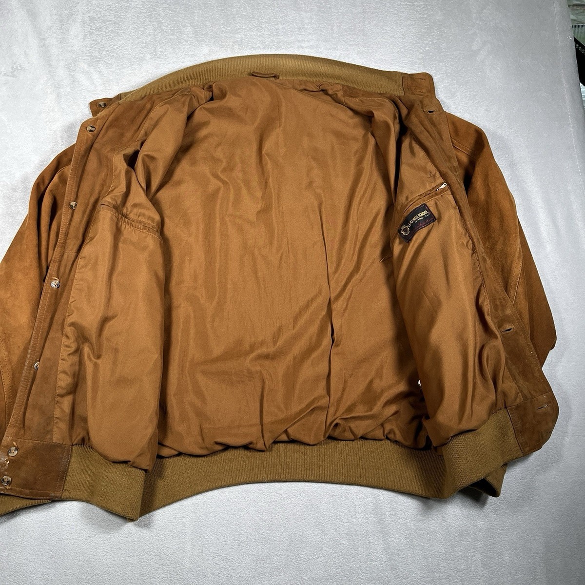 Leather School Italy Suede Leather Bomber Jacket Men 50 Large Worn 