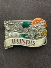 PK13147 VINTAGE 1984  ILLINOIS THE GREAT ESCAPE  COMMEMORATIVE BELT BUCKLE
