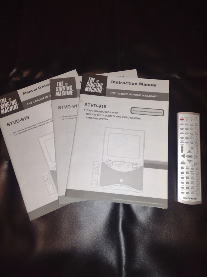 THE SINGING MACHINE DVD KARAOKE PLAYER MODEL STVD-919  REMOTE CONTROL & MANUALS - Image 3 of 4
