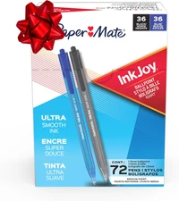 Inkjoy 100RT Ballpoint Pens, Medium Point (1.0Mm), Black and Blue Ink, 72 Count