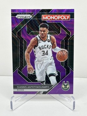 GIANNIS ANTETOKOUNMPO 2023-24 Panini Prizm Monopoly Prizms Purple Wave PS5 Bucks