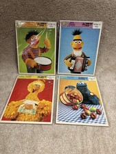 Vintage 1989 Sesame Street Frame Tray Inlaid Puzzle Lot of 4 Portraits