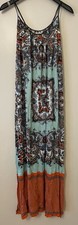 Anthropologie Dream Daily L Maxi Dress Orange White Black Paisley Floral Flaw
