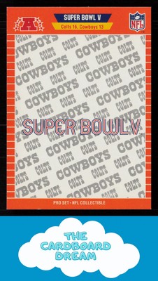 Super Bowl 1989 Pro Set #V Super Bowl NFL Collectibles Colts Cowboys