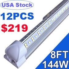 12PCS T8 8FT Integrated LED Tube Light Bulbs 144W 8Foot 8' LED Shop Lights 6500K