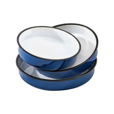 3-Pack Enamel Baking Pan Set 10/12/14" Round for Turkey Pizza Casseroles