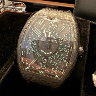 Franck Muller Krypton Carbon Case Auto Date Black/Green Dial Box Papers