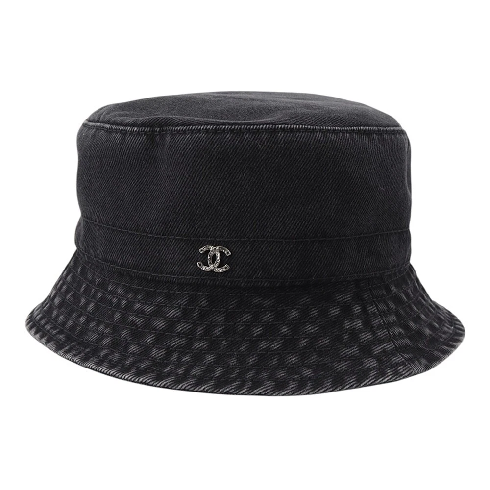 Chanel — CHANEL CC Logo Bucket Hat Size M Cotton100% Black AAB065