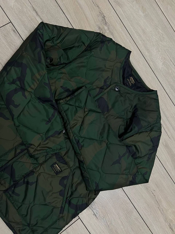 Men's Carhartt Vault Liner Khaki Military Quilted Lightweight Jacket sz L - Image 3 of 4