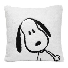 Lambs Ivy Classic Snoopy White/Black Furry Decorative Nursery Throw Pillow
