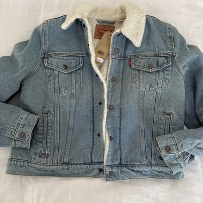 Women s Levi s ORIGINAL SHERPA TRUCKER JACKET Divided Blue Size XL - NWT