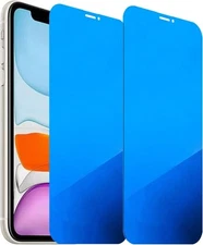 2 Pack Anti-Blue Privacy Tempered Glass for iPhone 11 / XR Blue 