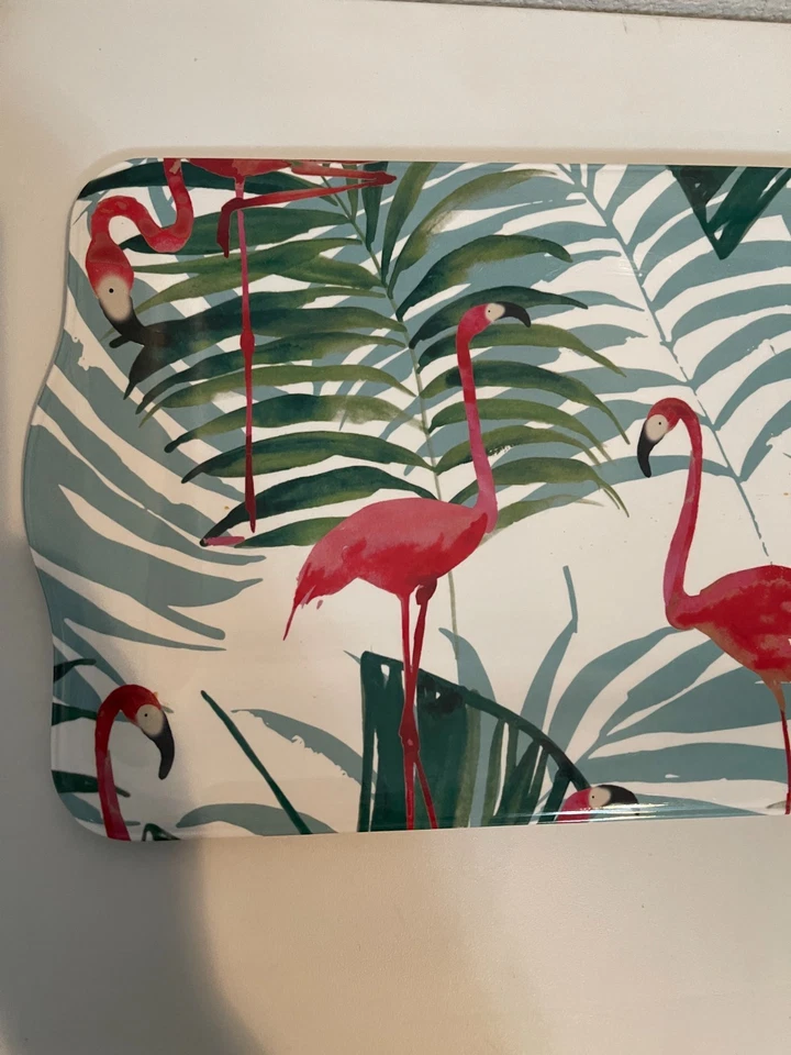 Bandeja para servir Cynthia Rowley rosa flamencos tropical MELAMINA 7,5x18 Foto 2 de 4