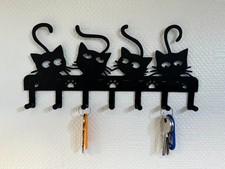 🐾🐱🔑 Appendi Chiavi da Muro Tema Gatti | 7 Ganci | Cat Lover Decor