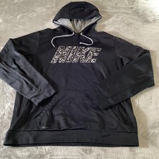 Nike Hoodie Mens Large Black Therma-Fit Pullover Camo Logo Sweatshirt Graphic
