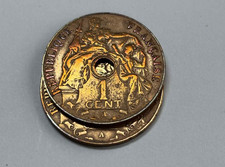 France indochina 1 Cent 1931, lot 2pcs, privy marks: cornucopia, torch & wing