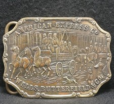 XA17107 VINTAGE 1970s AMERICAN EXPRESS CO. WELLS BUTTERFIELD  CO. BELT BUCKLE
