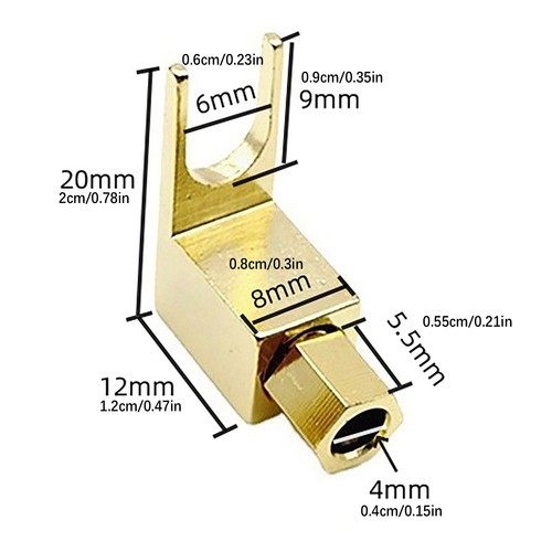 4Pcs Gold Plated Copper Spade Fork Banana Plugs Adapter For HIFI Audio Cable - Afbeelding 2 van 9