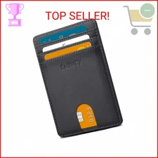 Buffway Mens Slim Wallet, Minimalist Thin Front Pocket Leather Credit Card Holde