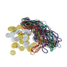 Beistle Pirate Treasure Loot, 62pc Coins  Necklaces, Party Favors, Multicolor