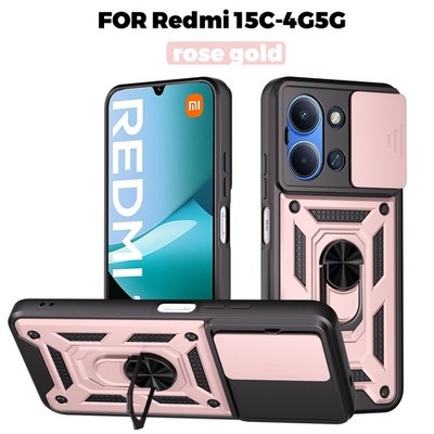 Shockproof Slide Camera Ring Stand Case Cover for Xiaomi Redmi 15C 4G/5G 173mm