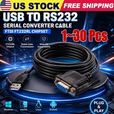 USB to RS232 Adapter with FTDI Chipset, 3ft USB 2.0 Male to RS232 Female DB9 Lot