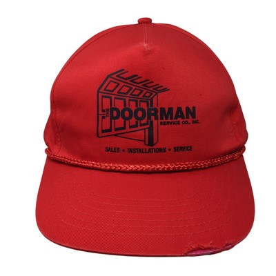 Doorman Snapback Rope Hat Red One Size Adjustable Solid Vent Holes