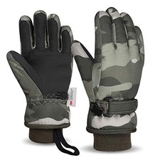 Snow Gloves for Kids, Winter Warm Water-Resistant Gloves for 6T-8T Green