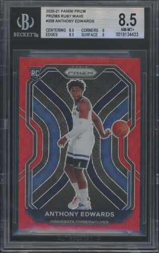 2020 Panini Prizm Ruby Wave #258 Anthony Edwards RC Rookie BGS 8.5