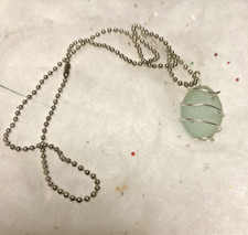 AUTHENTIC SEA GLASS PENDANTS/NECKLACE, CAGED Hand Wire Wrapped-18 , GIFT