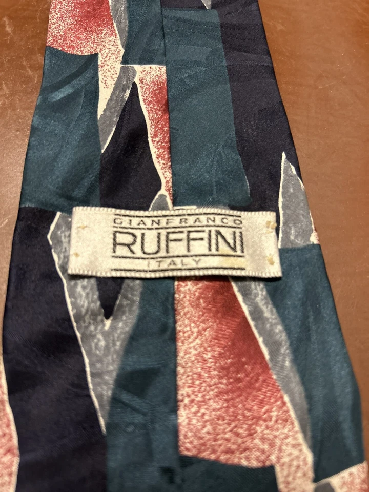 Gianfranco Ruffini Italy Men's 100% Silk Neck Tie Geometric Art Deco - Image 4 of 4