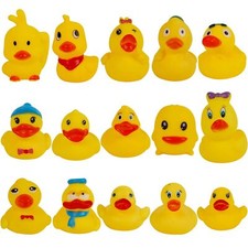 Set of 15 Duck Bath Toy Rubber Duckies, 2 Inches Bathtub Duck Set Squeak Rubb...