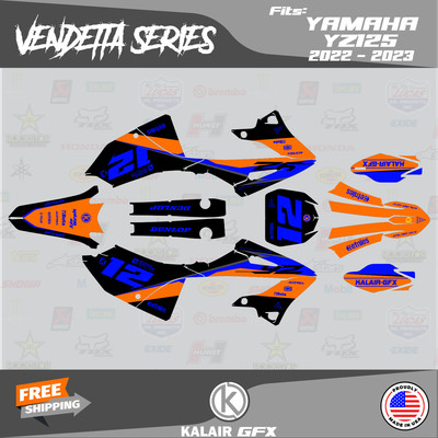 Graphics Kit for YAMAHA YZ125 (2022-2023) YZ 125 Vendetta Series - Orange