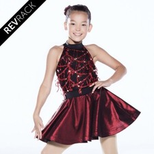 Revolution Fiesta Red Black Tap Dance Sparkle Halloween Costume Size LC in EUC