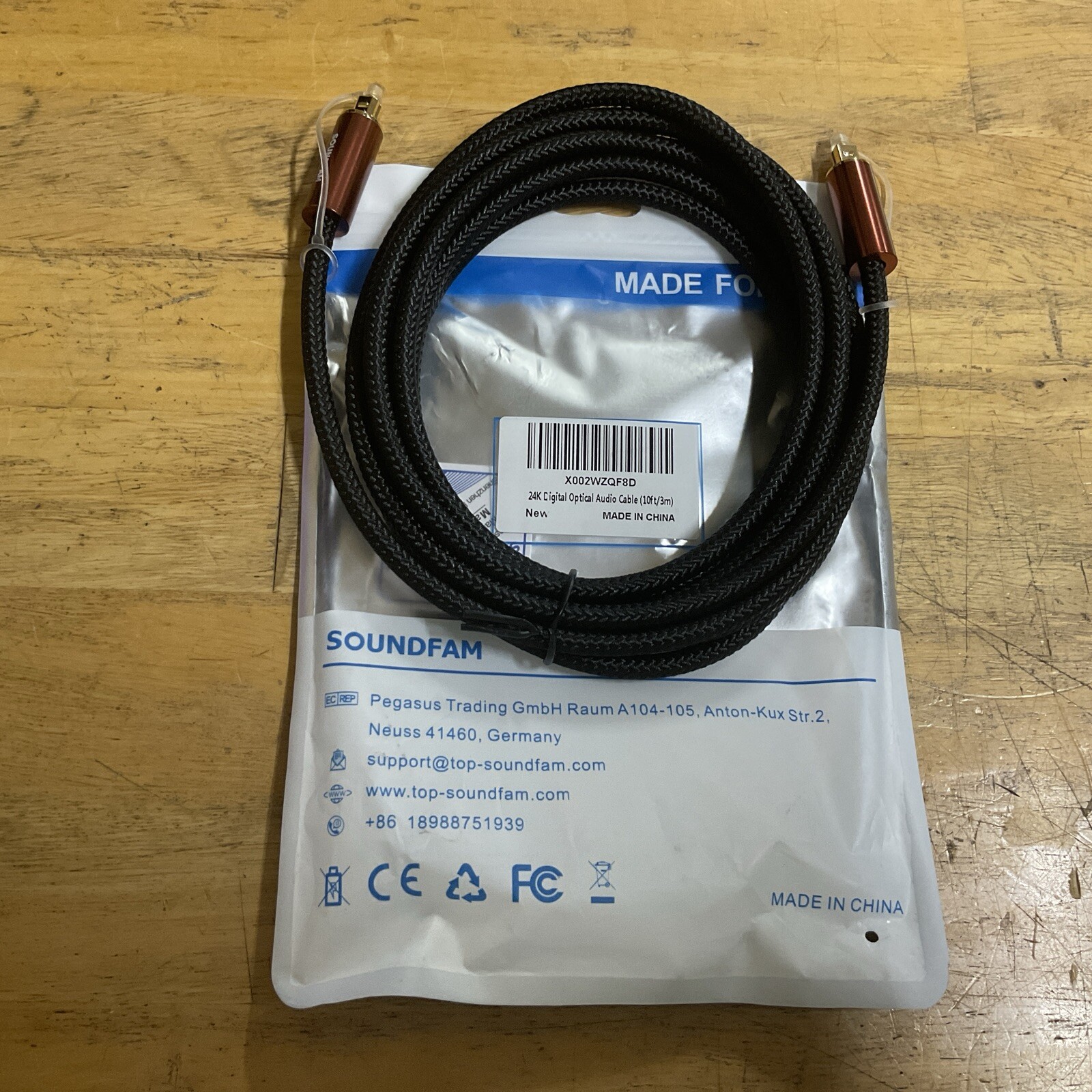 SOUNDFAM X002WZQF8D 24K Digital Optical Audio Cable. NOS
