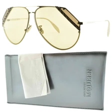NEW!! Alexander McQueen AM 0117S 004 Silver Oval Full Rim Women Sunglasses
