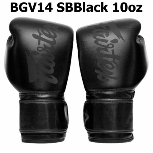 10oz Fairtex BGV14 SBBlack Train Fight Scuff Sparring Microfiber Boxing Gloves - Afbeelding 1 van 14